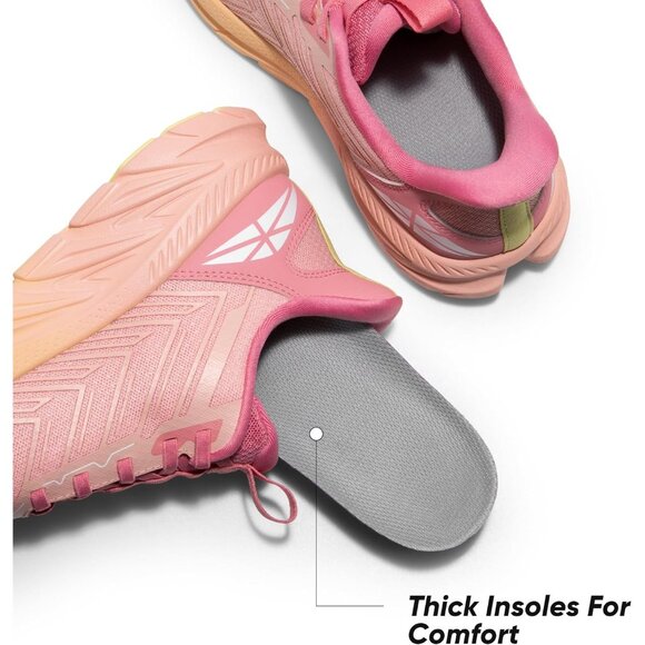 Women's Pink Orange Walking Shoes Comfort Breathable Non-Slip Gym Sneaker - Picture 6 of 8